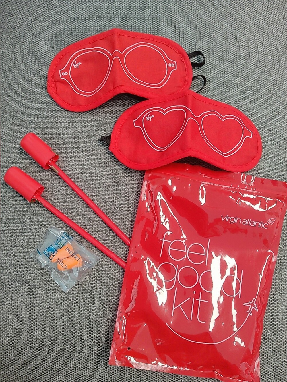 Virgin Atlantic Travel Kit Amenity Bag - Eye masks, Toothbrushes, Ear